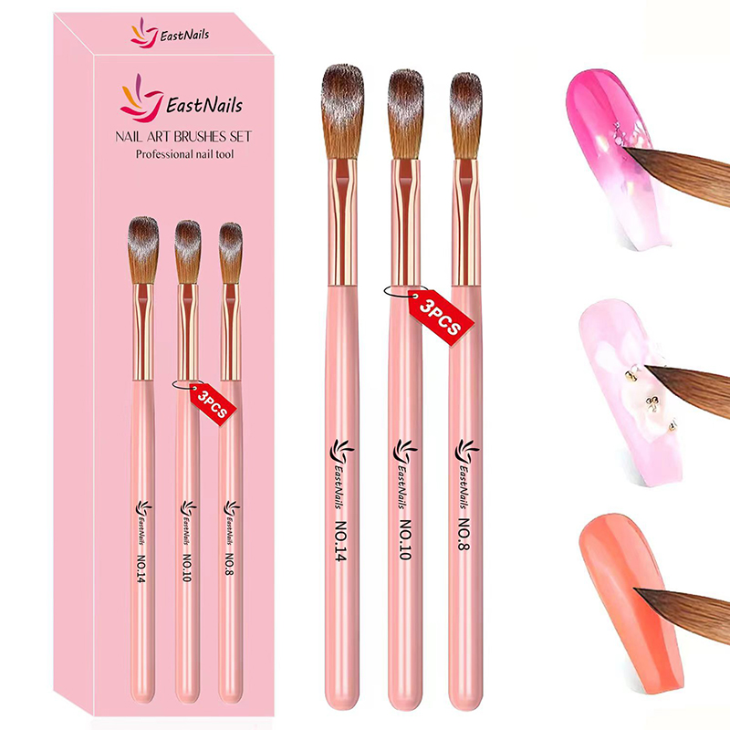 Blush Brush Kabuki - 【3 szt. akrylowych pędzli do paznokci】