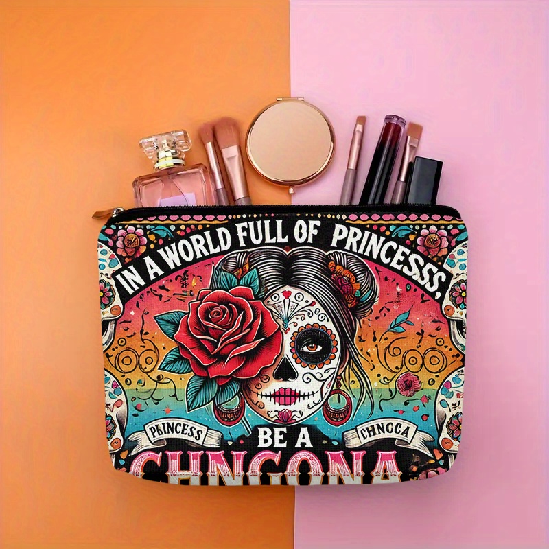 Beauty Makeup Women - Kosmetyczka z motywem kwiatów i czaszek